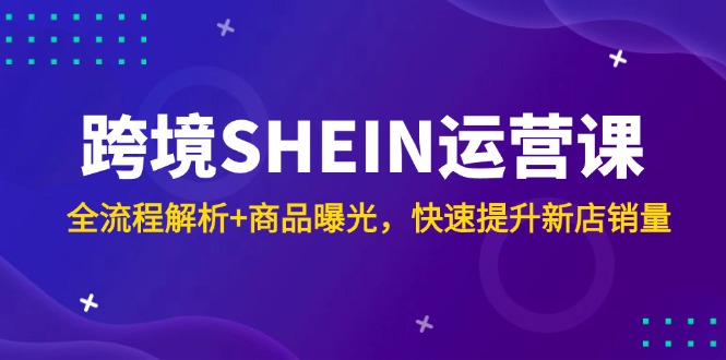 跨境SHEIN运营课，全流程解析+商品曝光，快速提升新店销量比牛网网赚学习知识比牛网
