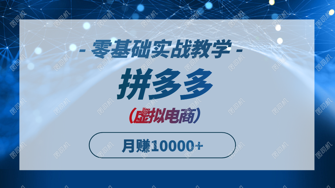 拼多多虚拟电商，零基础实战教学，快速打爆商品，新手也能月入10000+比牛网网赚学习知识比牛网