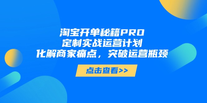 淘宝开单秘籍PRO,定制实战运营计划,化解商家痛点,突破运营瓶颈比牛网网赚学习知识比牛网
