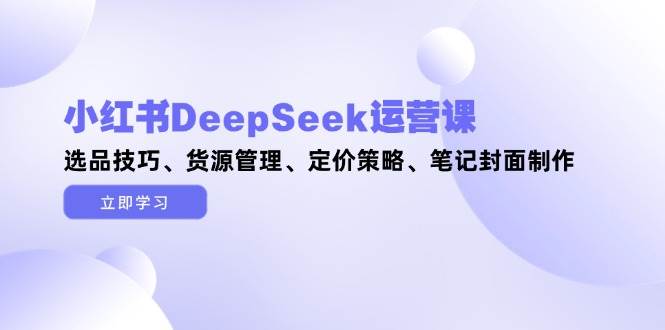 小红书DeepSeek运营课，选品技巧、货源管理、定价策略、笔记封面制作 - 比牛网比牛网网赚学习知识比牛网