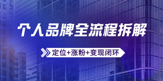 个人品牌全流程拆解：定位+涨粉+变现闭环，微信生态运营与资源整合比牛网网赚学习知识比牛网