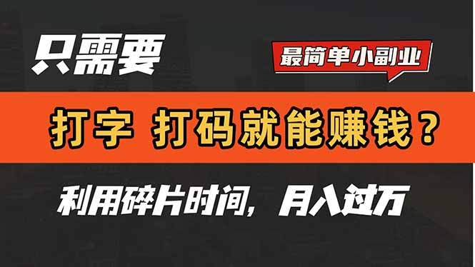 只需要打字，打码，就能赚钱？简单的赚钱小副业，利用碎片时间，月入过万比牛网网赚学习知识比牛网