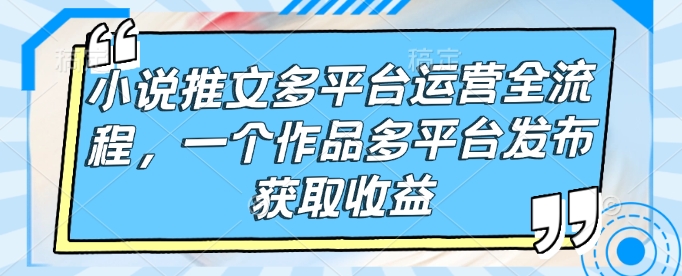 小说推文多平台运营全流程,一个作品多平台发布获取收益比牛网网赚学习知识比牛网